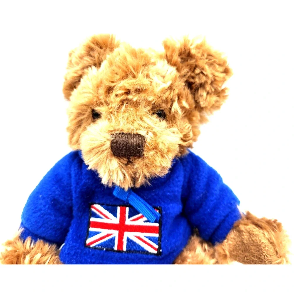 Russ Berrie ARCHIE Teddy Bear Plush UK Union Jack Sweater 9.5
